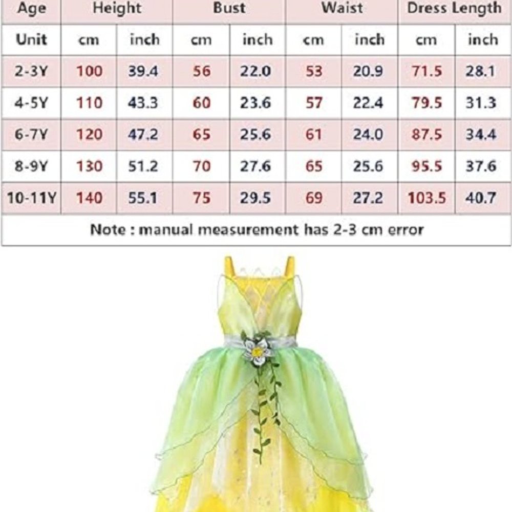 Princess Tiana Dress | Only 2  Avaliable 140-1, 150-2 Pls Grab Great Deal - Picture 5 of 5